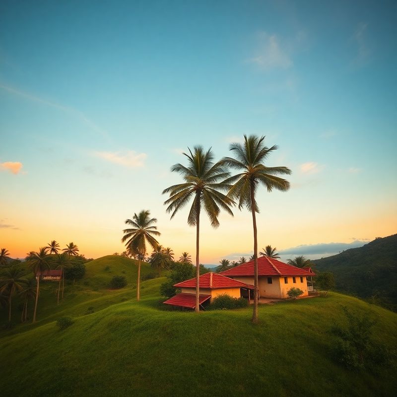 Paisaje del Eje Cafetero colombiano con palmas de cera al atardecer
