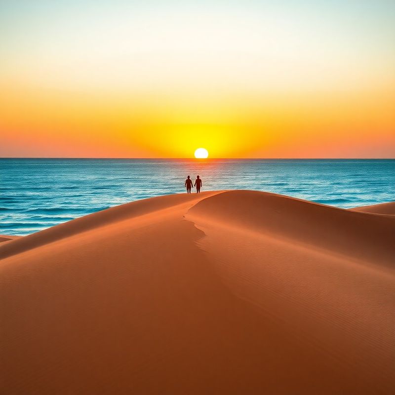 Dunas de arena de La Guajira encontrándose con el mar Caribe