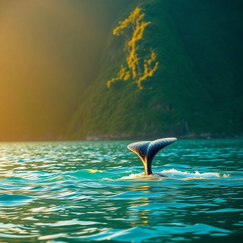 Costa Pacífica colombiana en Nuquí con ballena jorobada al atardecer
